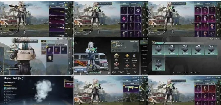 PGM506 Glacier M416 Lv.1, 52 Outfits (2 Mythic), Level 66, Rare AKM, Buggy & Bus Skins (G)